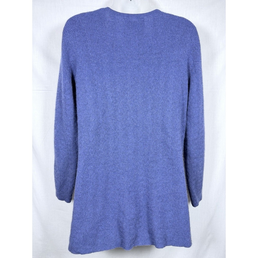 Sutton Studio 100% Cashmere Open Front Cardigan Sweater Blue Medium Luxury - Picture 6 of 9